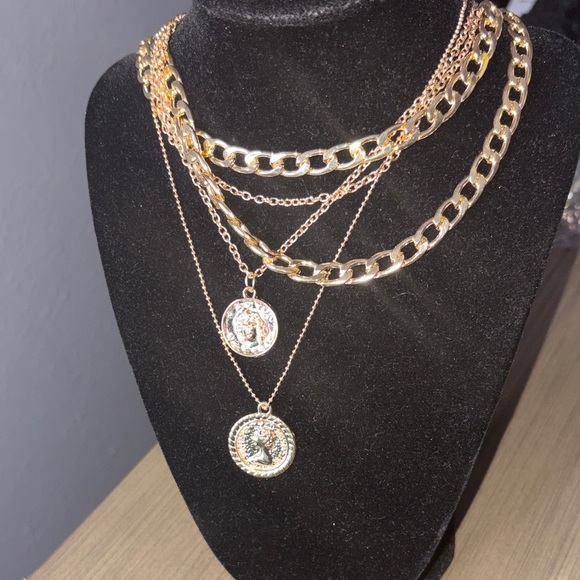 Jewelry - Gold-Tone Layered Coin Pendant Necklace Set